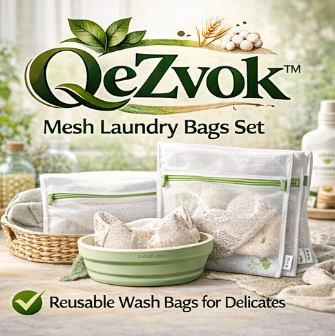 QeZvok™ Mesh Laundry Bags Set – Reusable Wash Bags, Durable Eco Fabric Protectors for Delicates